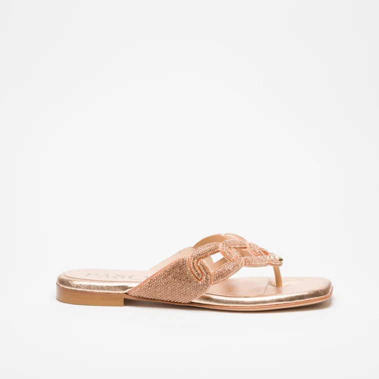 Pasquini Calzature Marta infradito rame rose gold strass