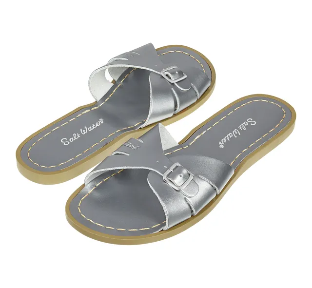 Salt-Water Classic Slide ciabatte donna peltro in cuoio impermeabile