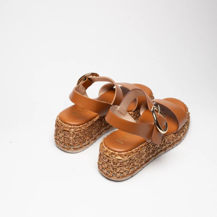Pasquini Dafne sandalo zeppa cuoio 6 cm in pelle