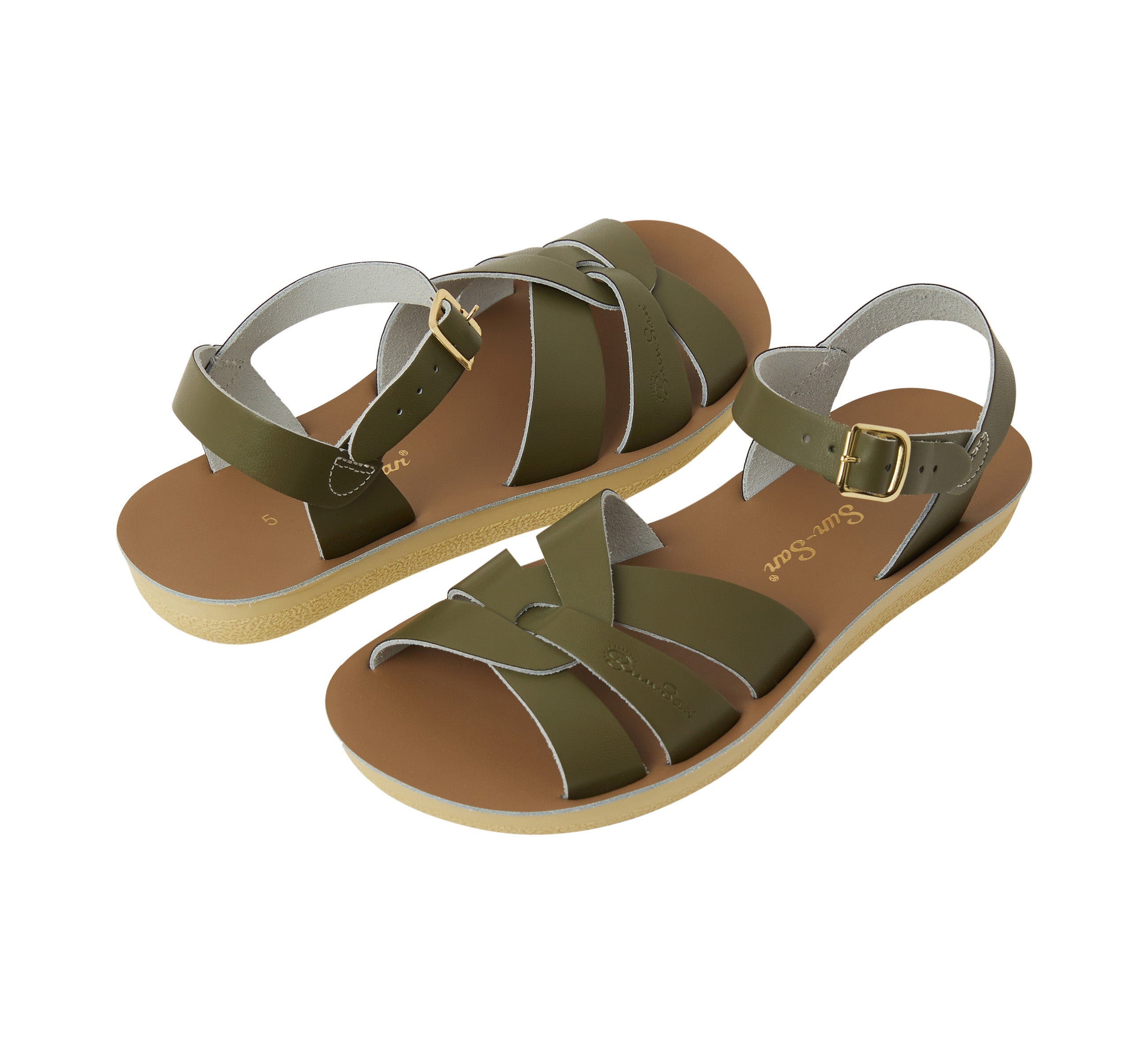 Salt-Water Sandals Swimmer sandali donna oliva in cuoio