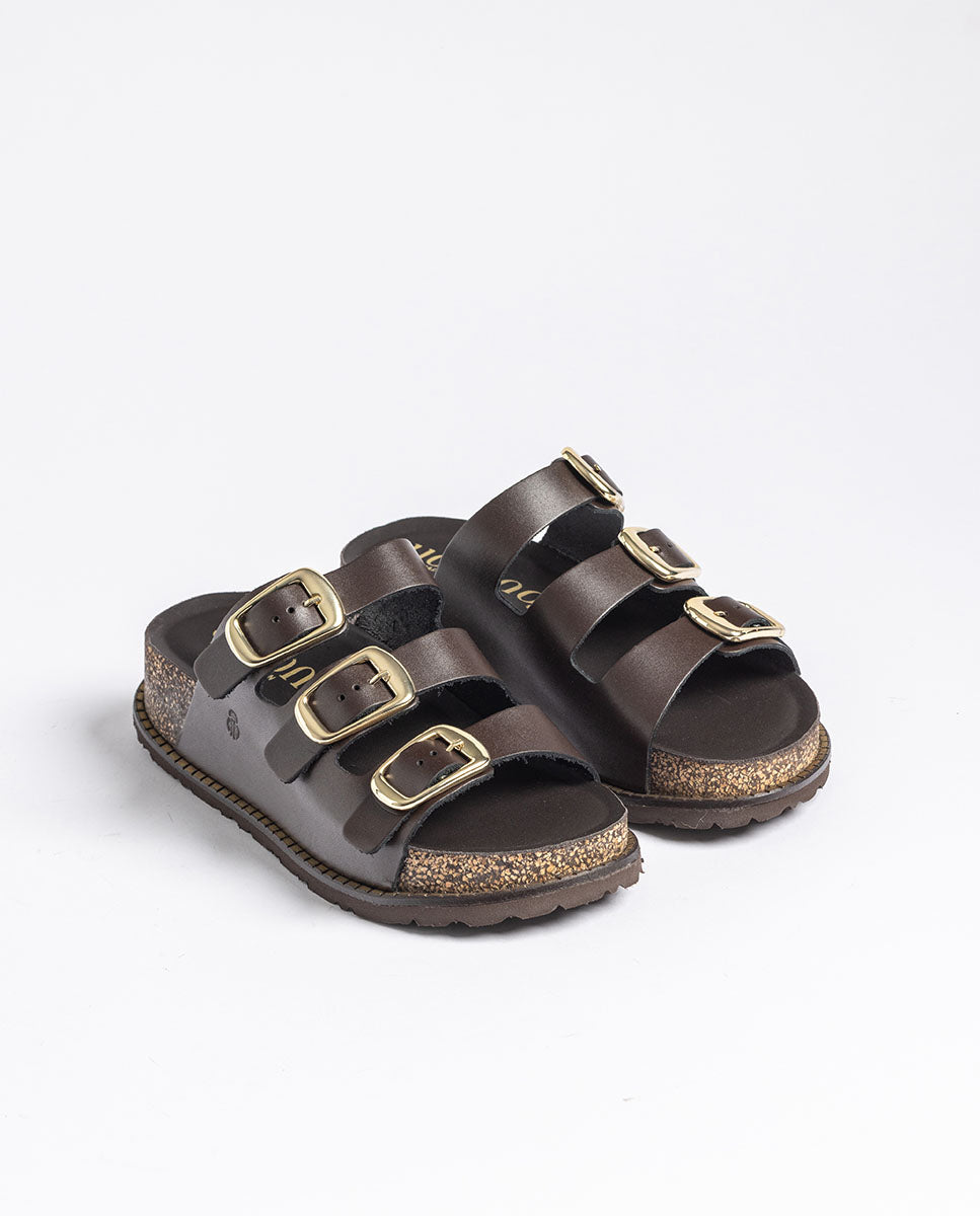 Yokono Ali-260 sandali plateau donna marrone in cuoio