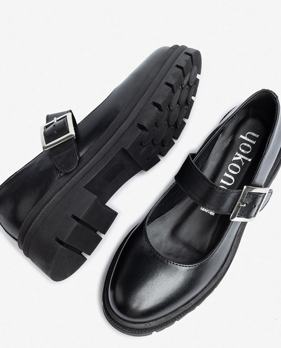 Yokono Cham-006 scarpe basse nere con fibbia
