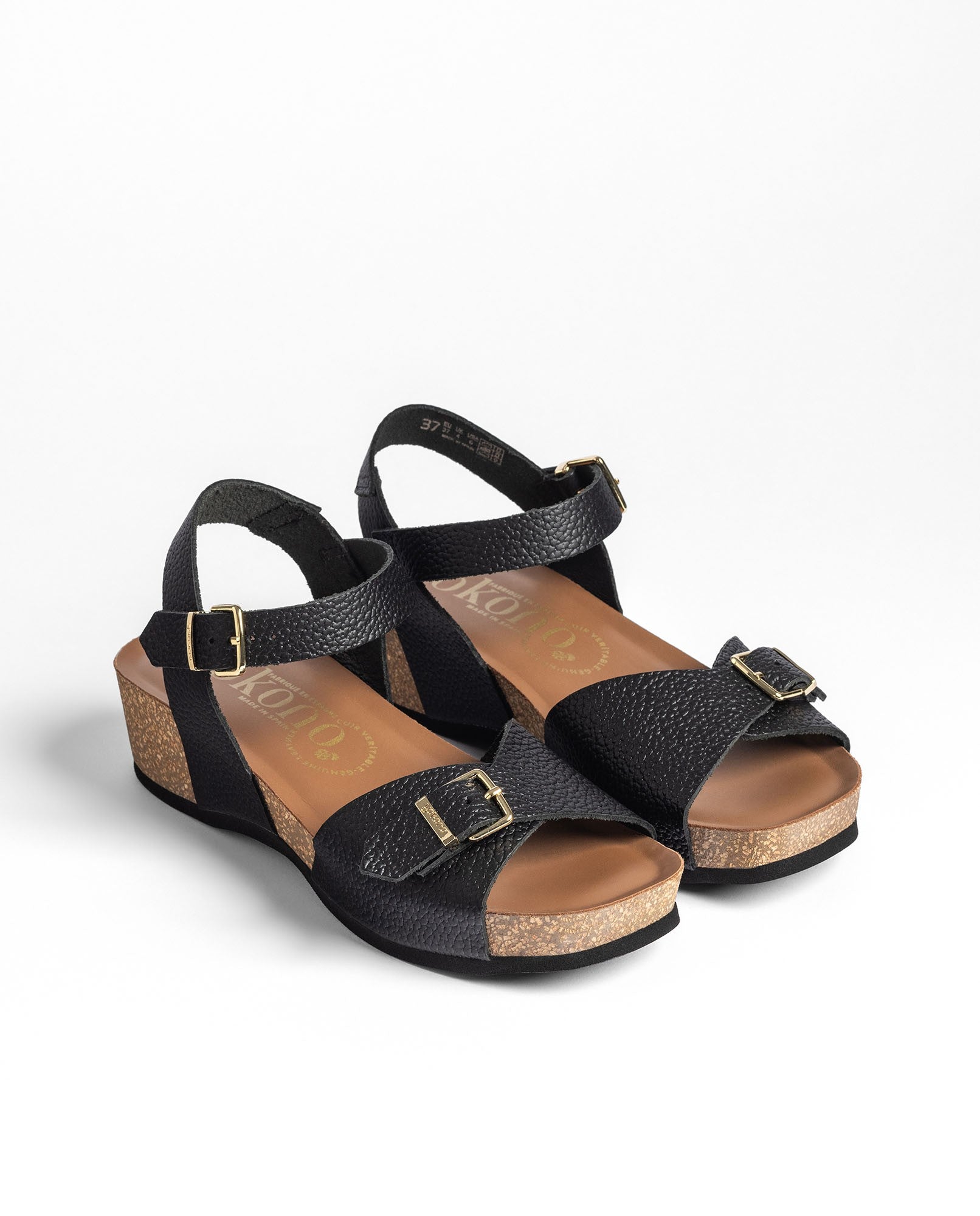 Yokono Bogo-263 sandali con zeppa neri in pelle