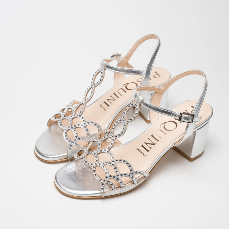 Pasquini Aurea sandalo argento con strass tacco 6