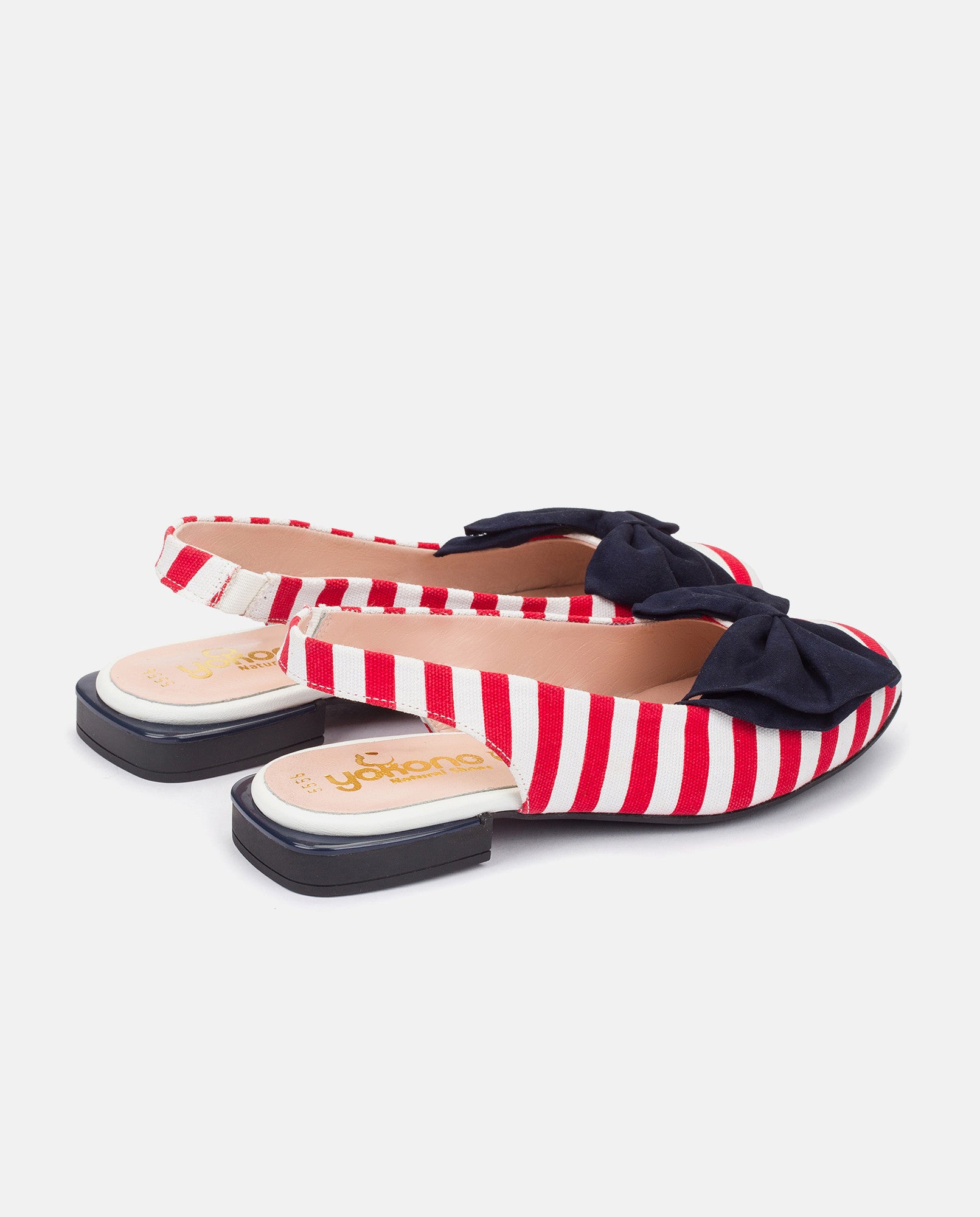 Yokono Barrie 001 ballerine donna rosse righe laccio