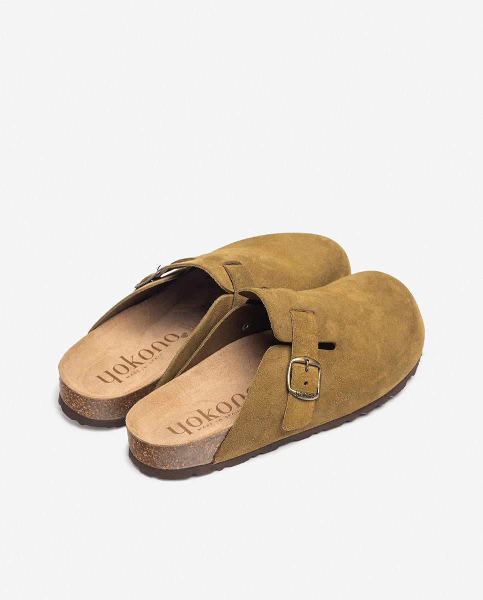 Yokono 599 zoccoli donna verde pelle imbottiti