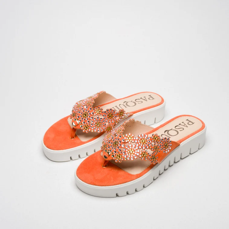Pasquini Lido infradito arancio con strass
