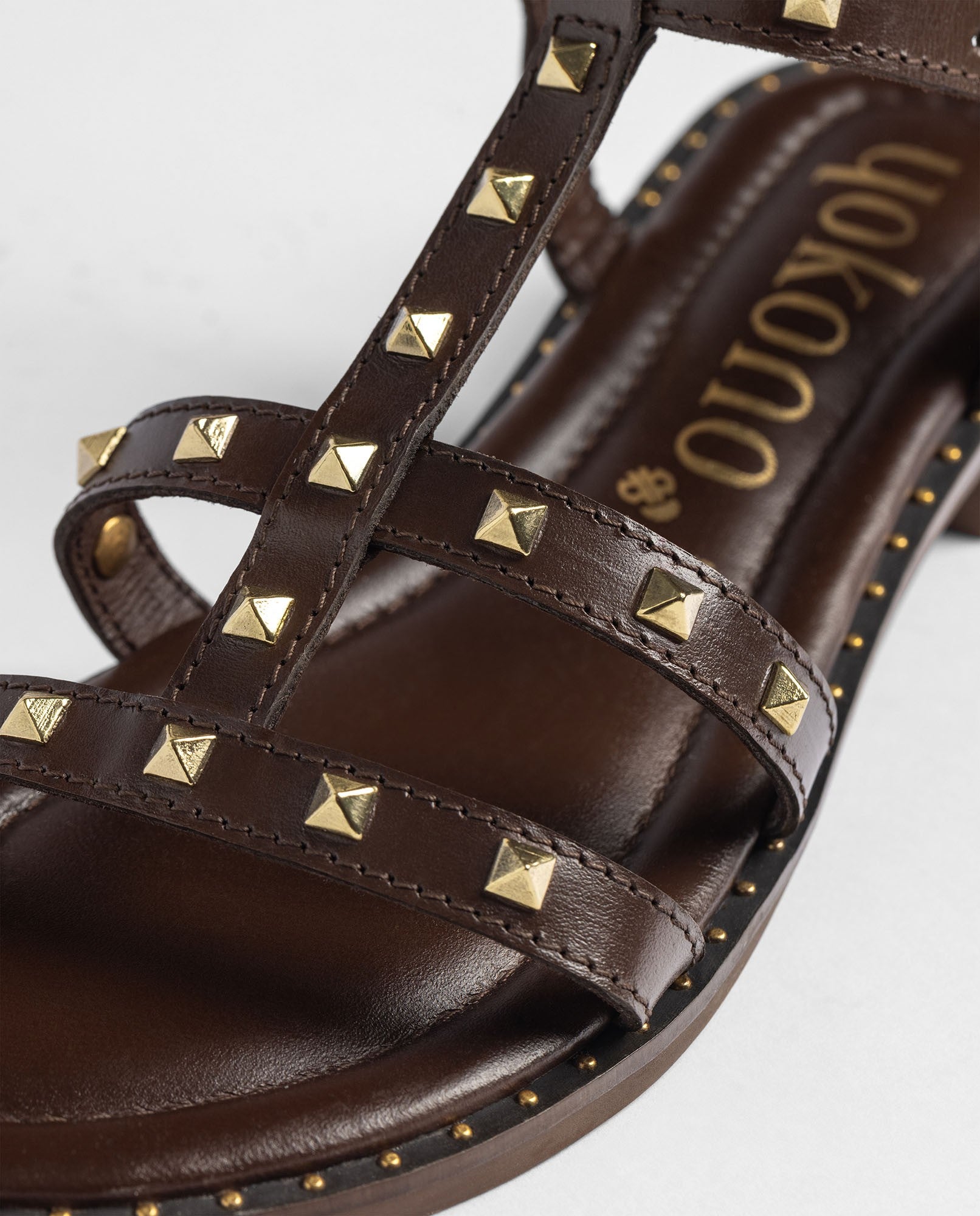 Yokono Dud-503 sandali con tacco marrone pelle