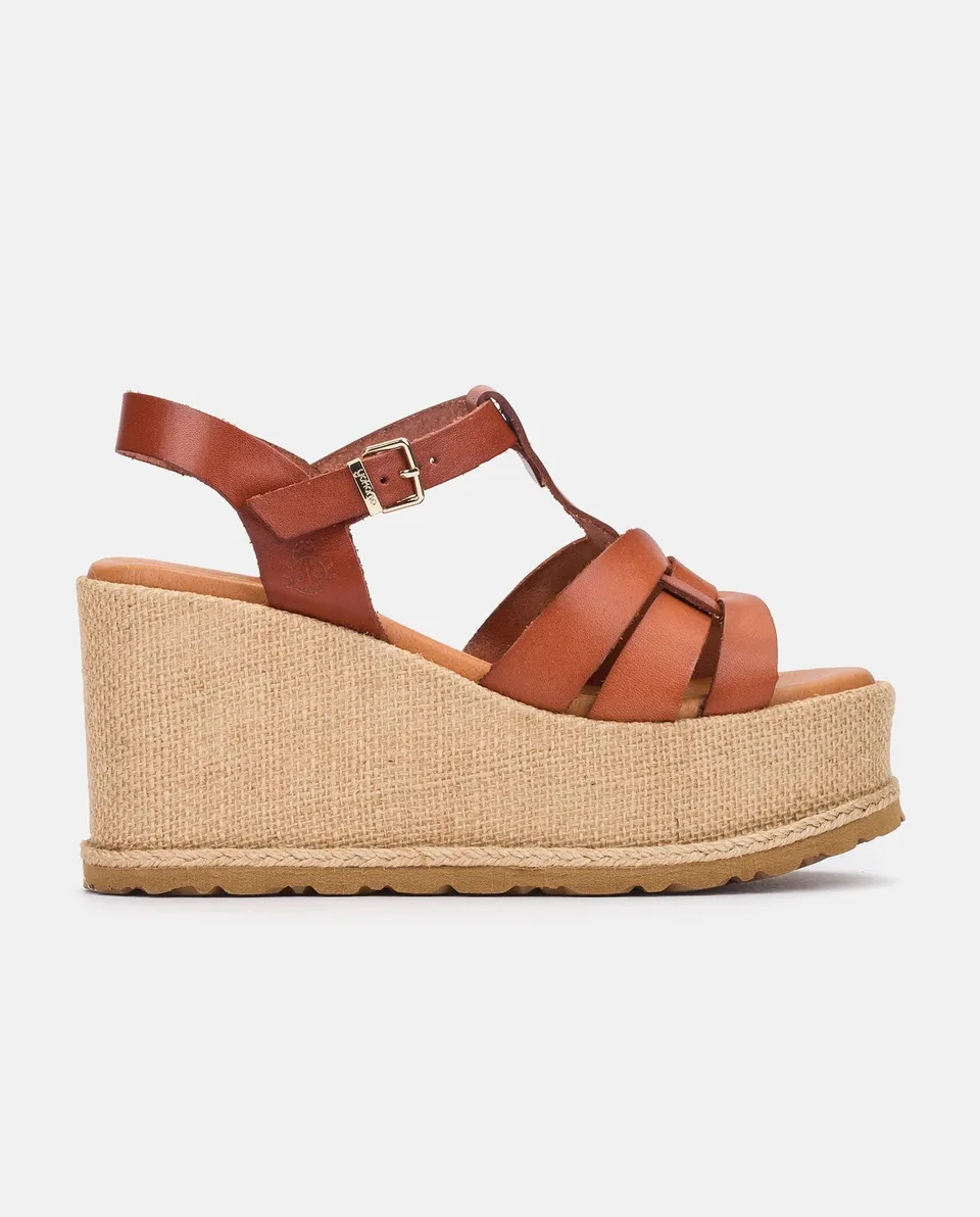 Yokono Lanzarote-002 sandali zeppa marrone 9 cm