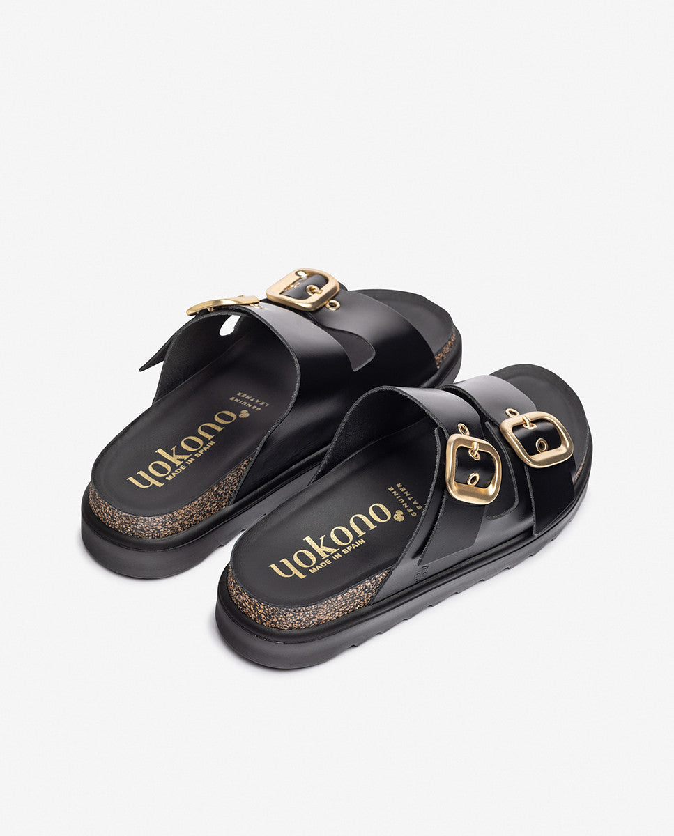 Yokono Tunez 130 sandali donna neri in pelle