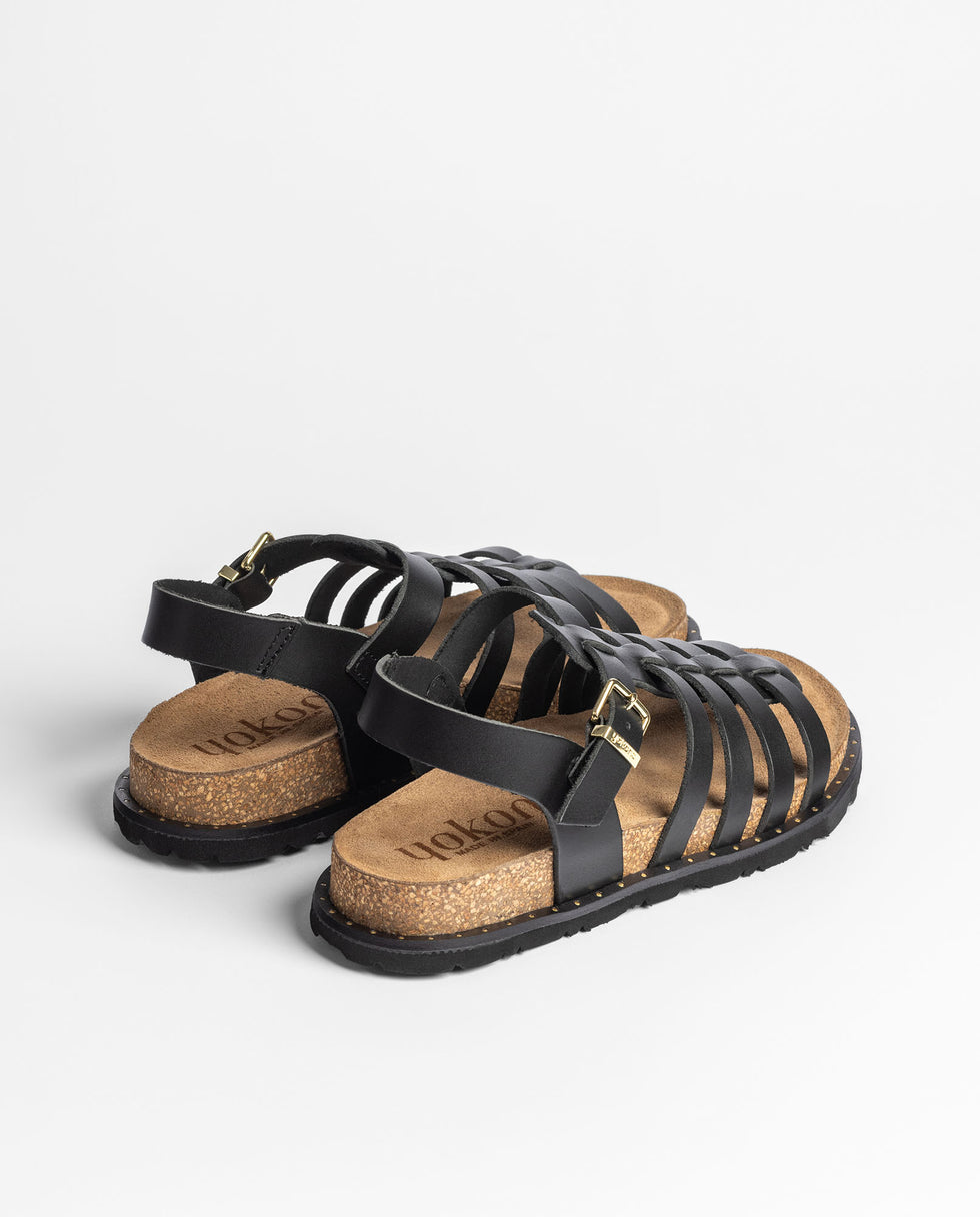 Yokono Bolus-107 sandali bassi donna neri in pelle