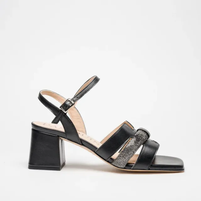 Pasquini Ella sandalo nero tacco 6 cm strass