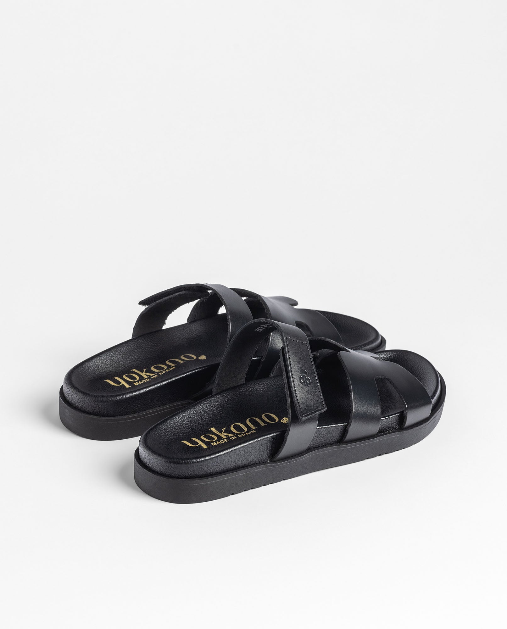 Yokono Morena-125 sandali bassi nero in pelle