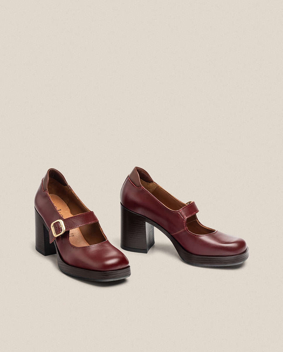 Yokono KOLIN-010 scarpe con tacco bordeaux pelle