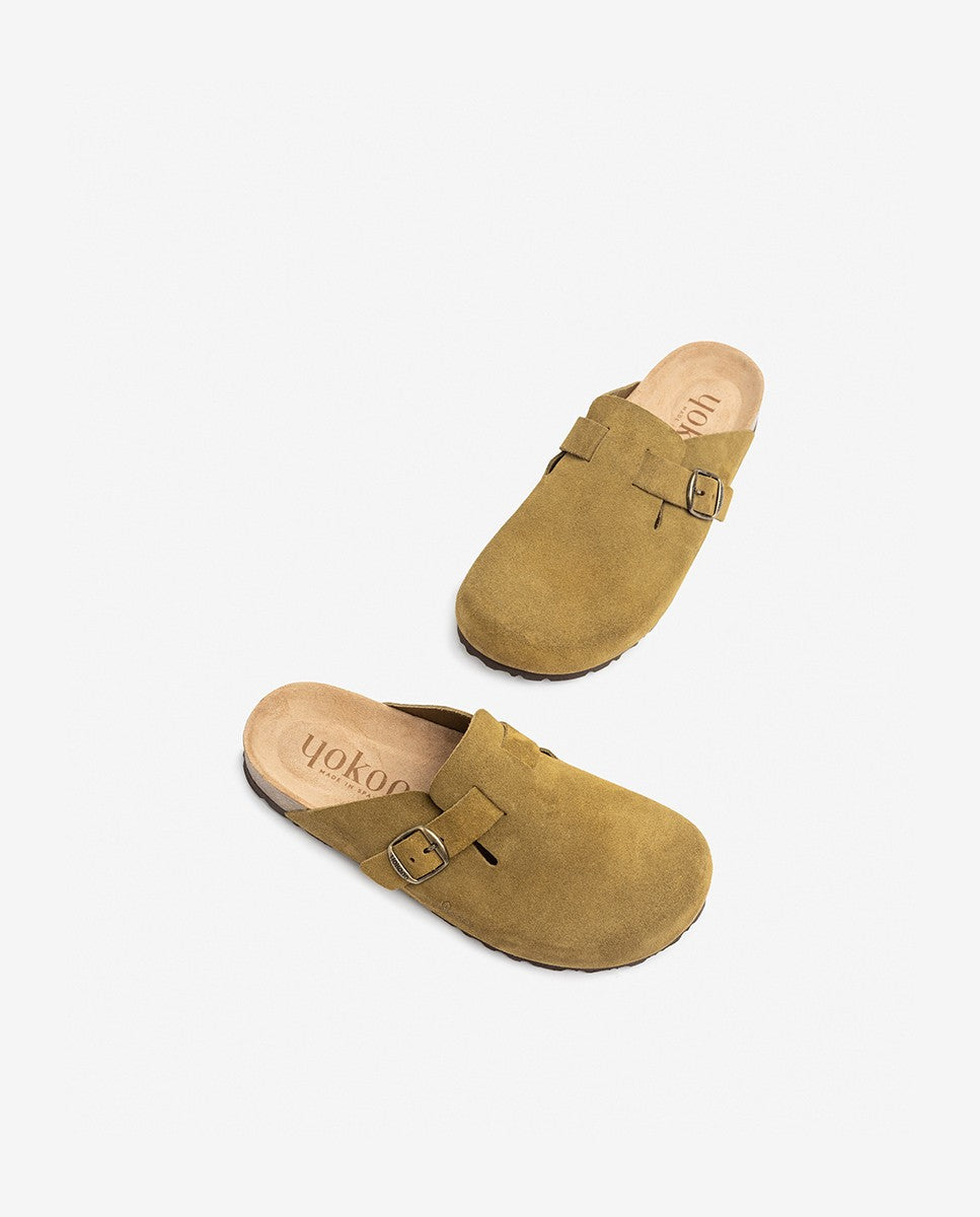 Yokono 599 zoccoli donna verde pelle imbottiti