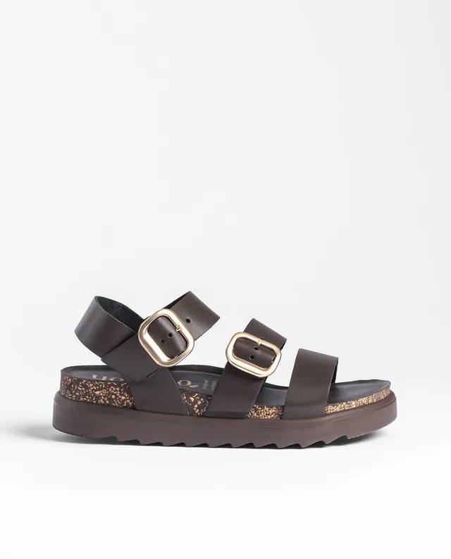 Yokono Tunez-127 sandali plateau marrone con fibbia