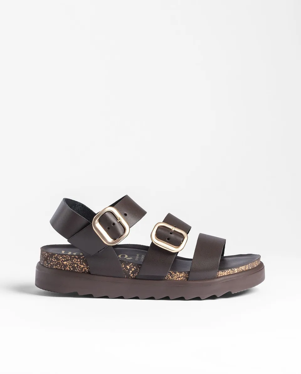 Yokono Tunez-127 sandali plateau marrone con fibbia