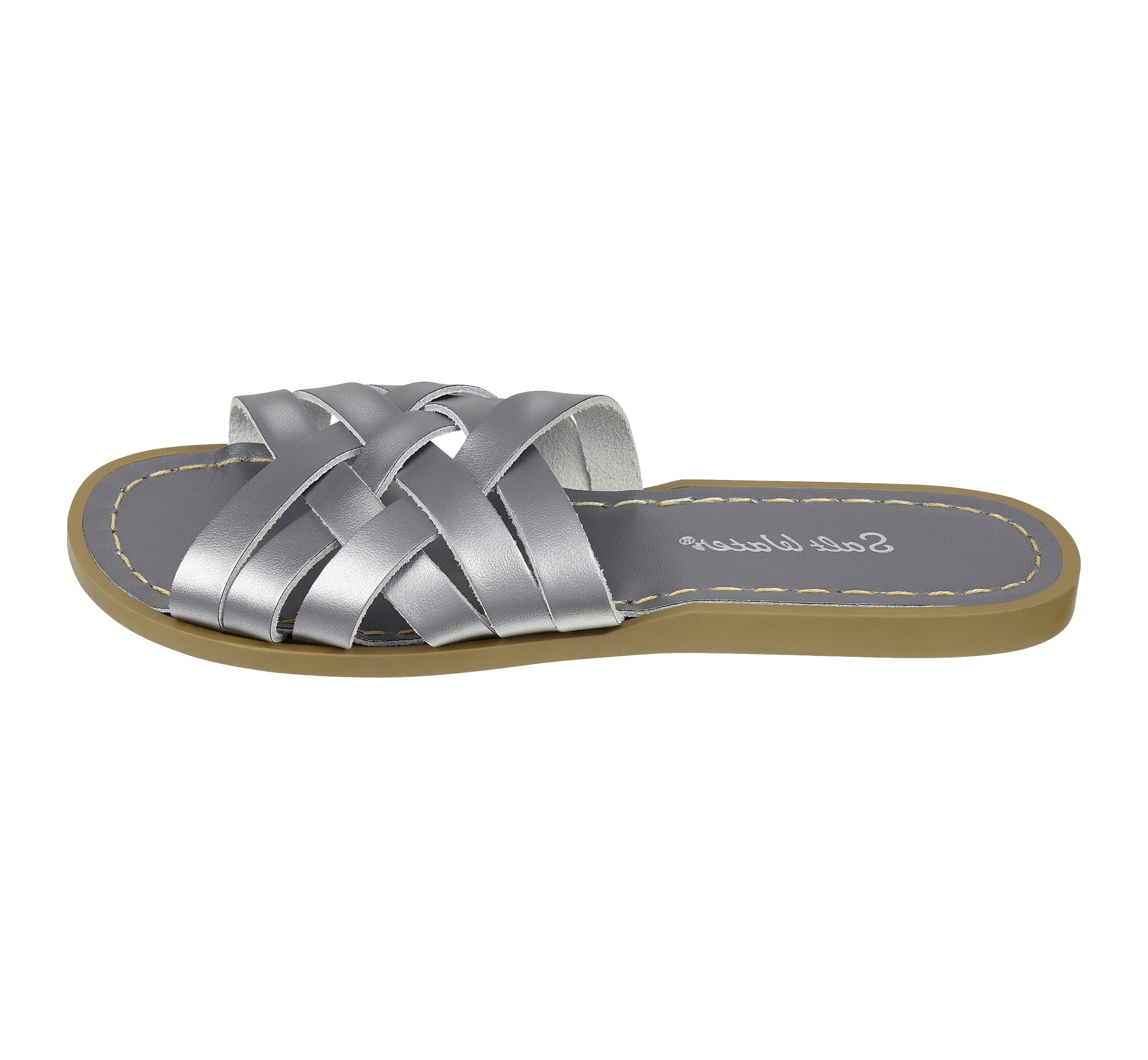 Salt-Water Retro Slide ciabatte donna pewter in cuoio