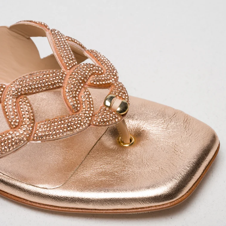 Pasquini Calzature Marta infradito rame rose gold strass
