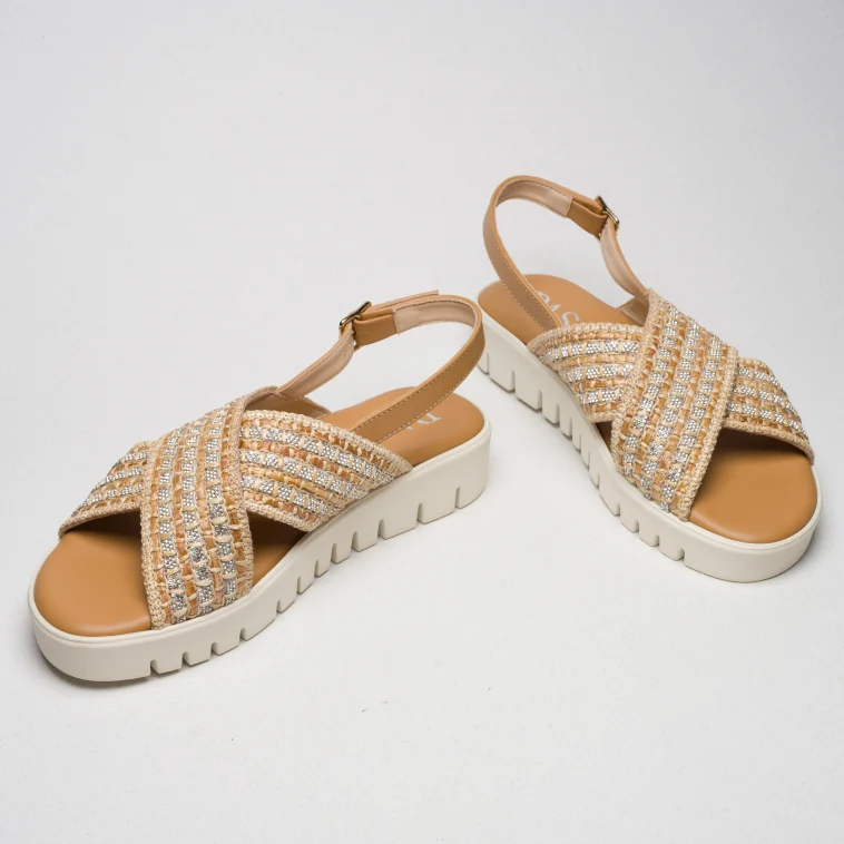 Pasquini Alma sandalo cuoio beige con strass