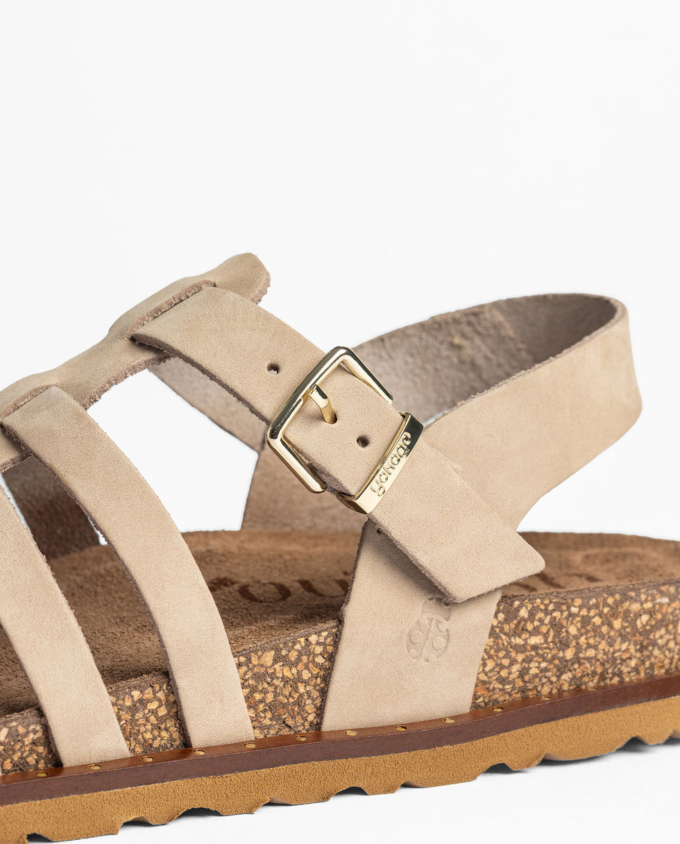Yokono Bolus-107 sandali bassi donna beige fibbia