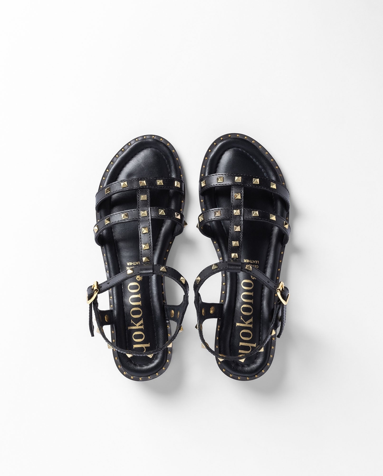 Yokono Dud 503 sandali con tacco donna nero in cuoio
