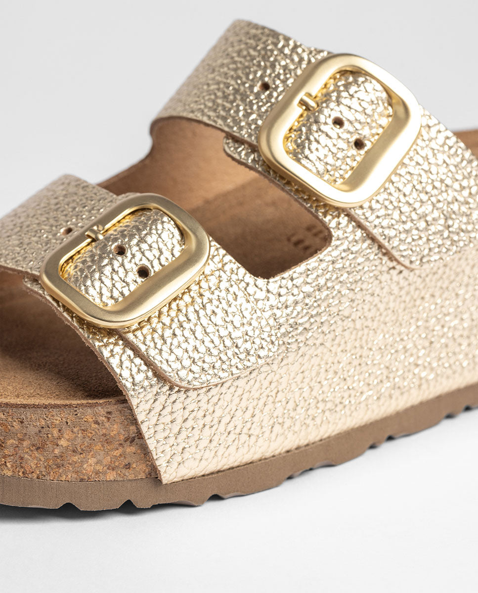Yokono Wiwi-003 sandali oro in cuoio con plateau