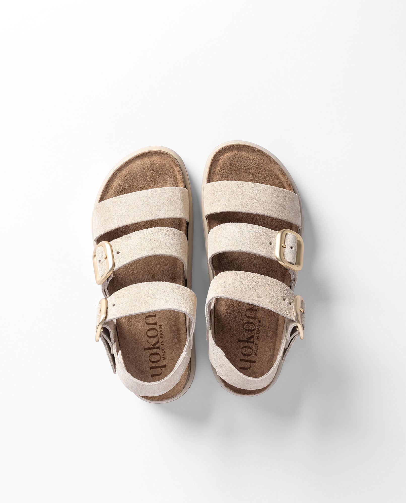 Yokono Tunez-127 sandali donna beige in pelle con fibbia