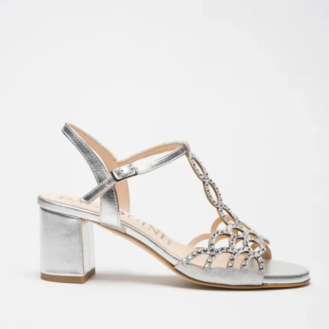 Pasquini Aurea sandalo argento con strass tacco 6