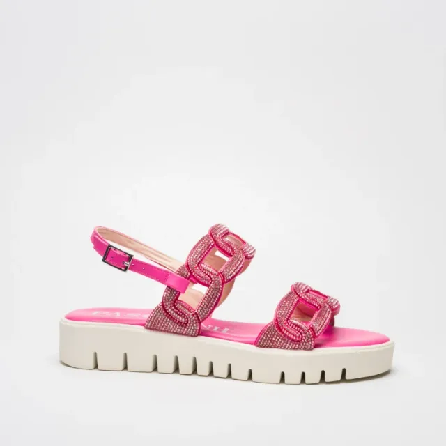 Pasquini City Chic Greta sandalo fucsia con strass
