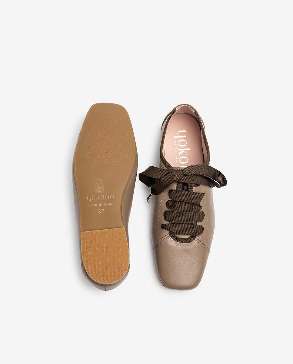 Yokono LENNA-101 ballerine beige in pelle