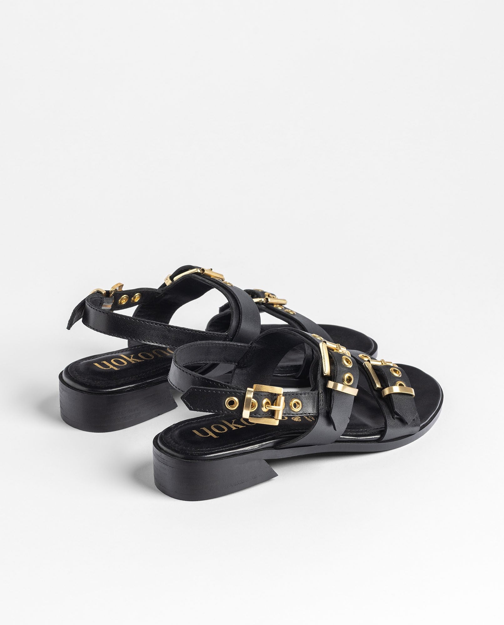 Yokono Rab 254 sandali tacco donna neri in pelle