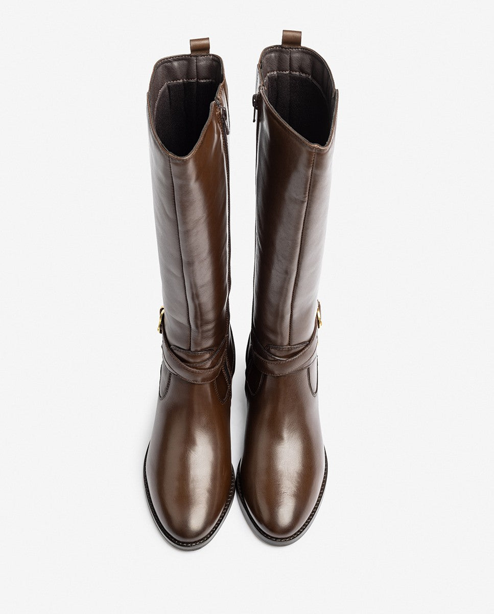 Yokono LOP-406 stivali donna marrone tacco 4 cm