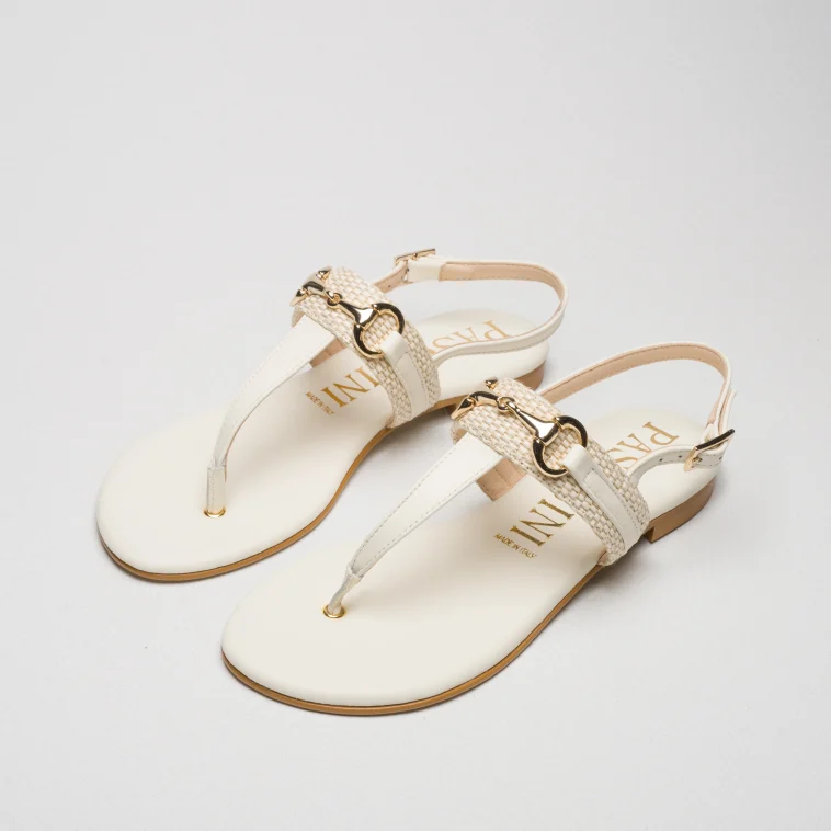 Pasquini Calzature Capri infradito avorio morsetto oro