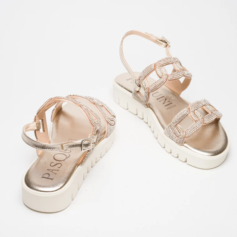 Pasquini Greta sandalo tortora con strass