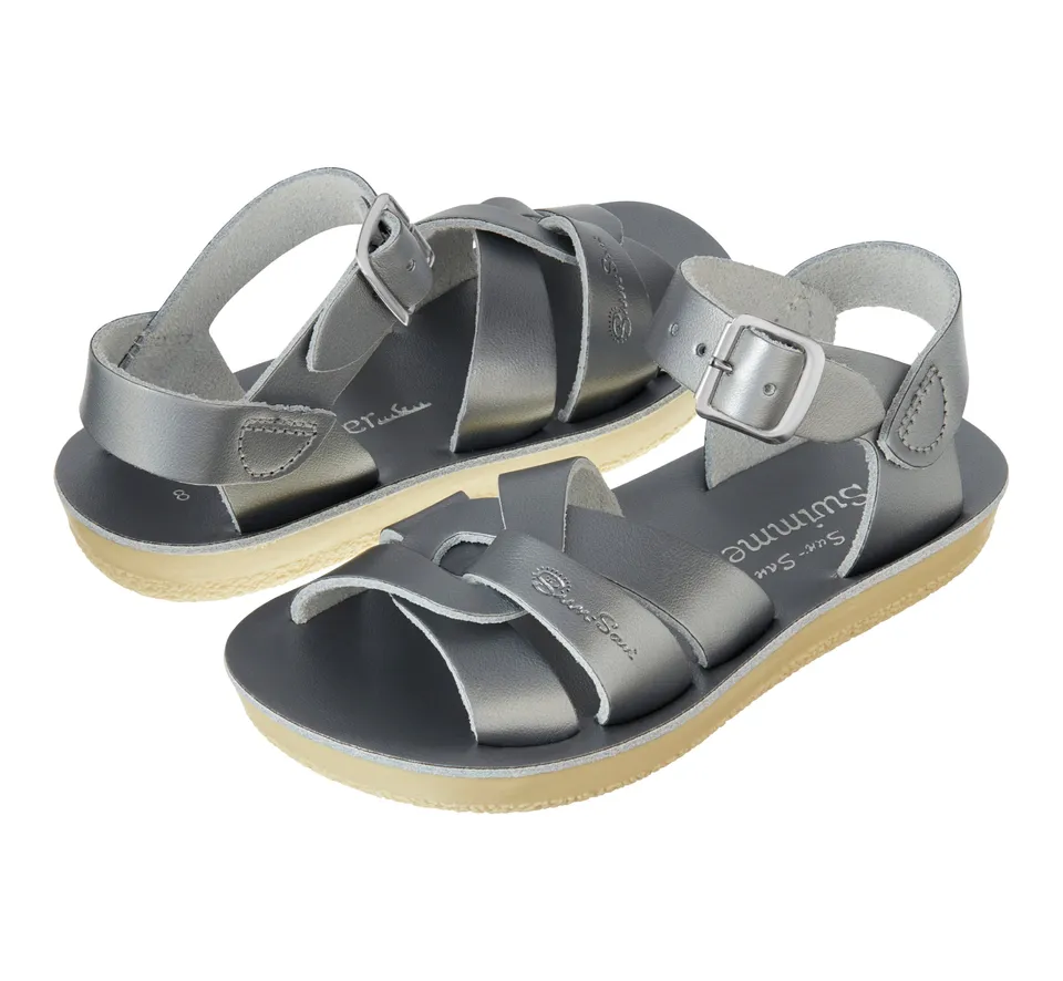 Salt-Water Swimmer sandali pewter bimbo in cuoio