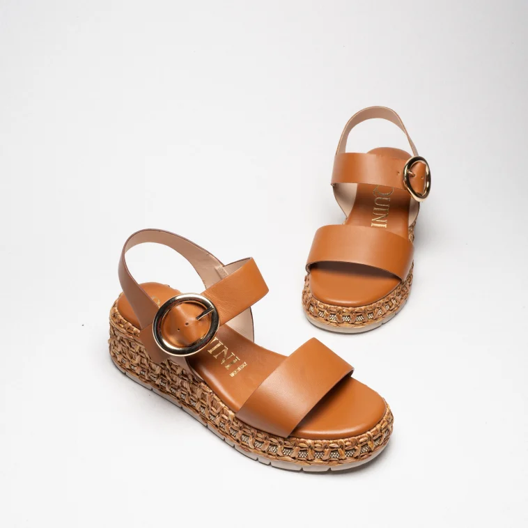 Pasquini Dafne sandalo zeppa cuoio 6 cm in pelle
