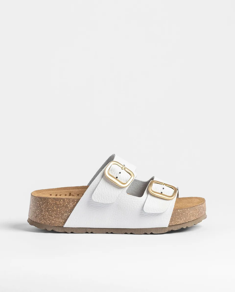Yokono Wiwi-003 sandali plateau donna bianchi in pelle