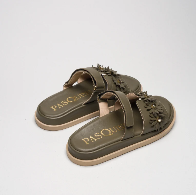 Pasquini Calzature Iris ciabatta verde militare nappa 2,5 cm