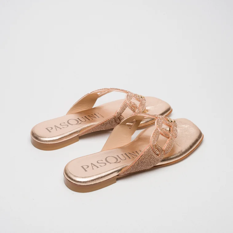 Pasquini Calzature Marta infradito rame rose gold strass