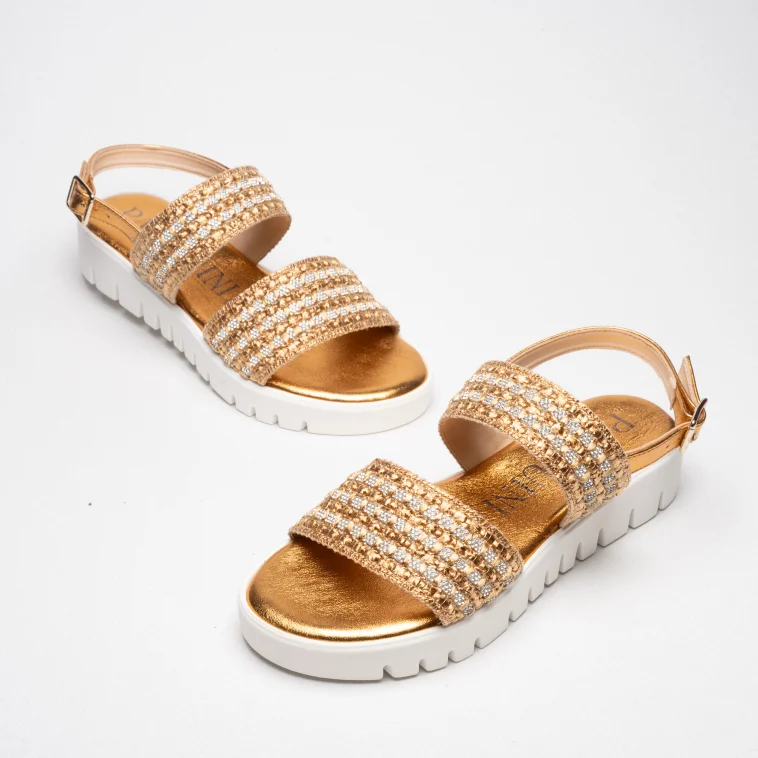 Pasquini Calzature Lisa sandalo bronzo platform strass