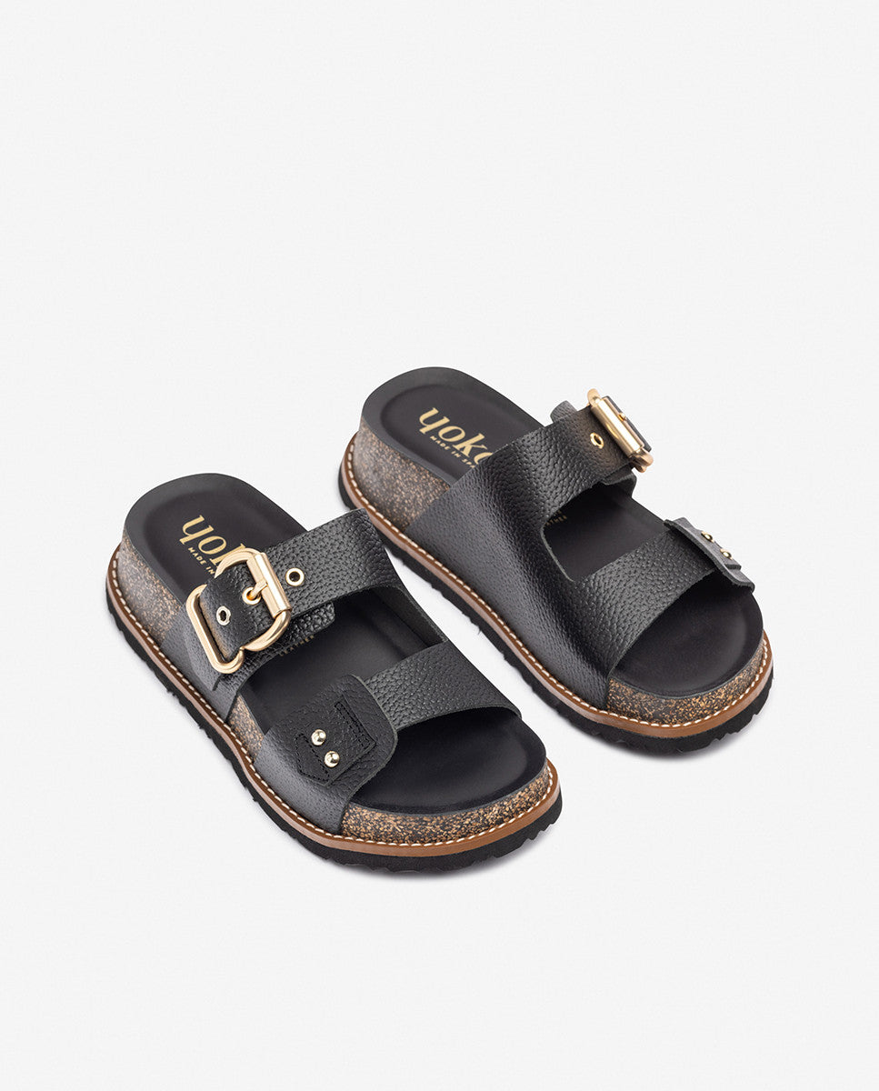 Yokono Oca-252 sandali plateau donna neri in pelle