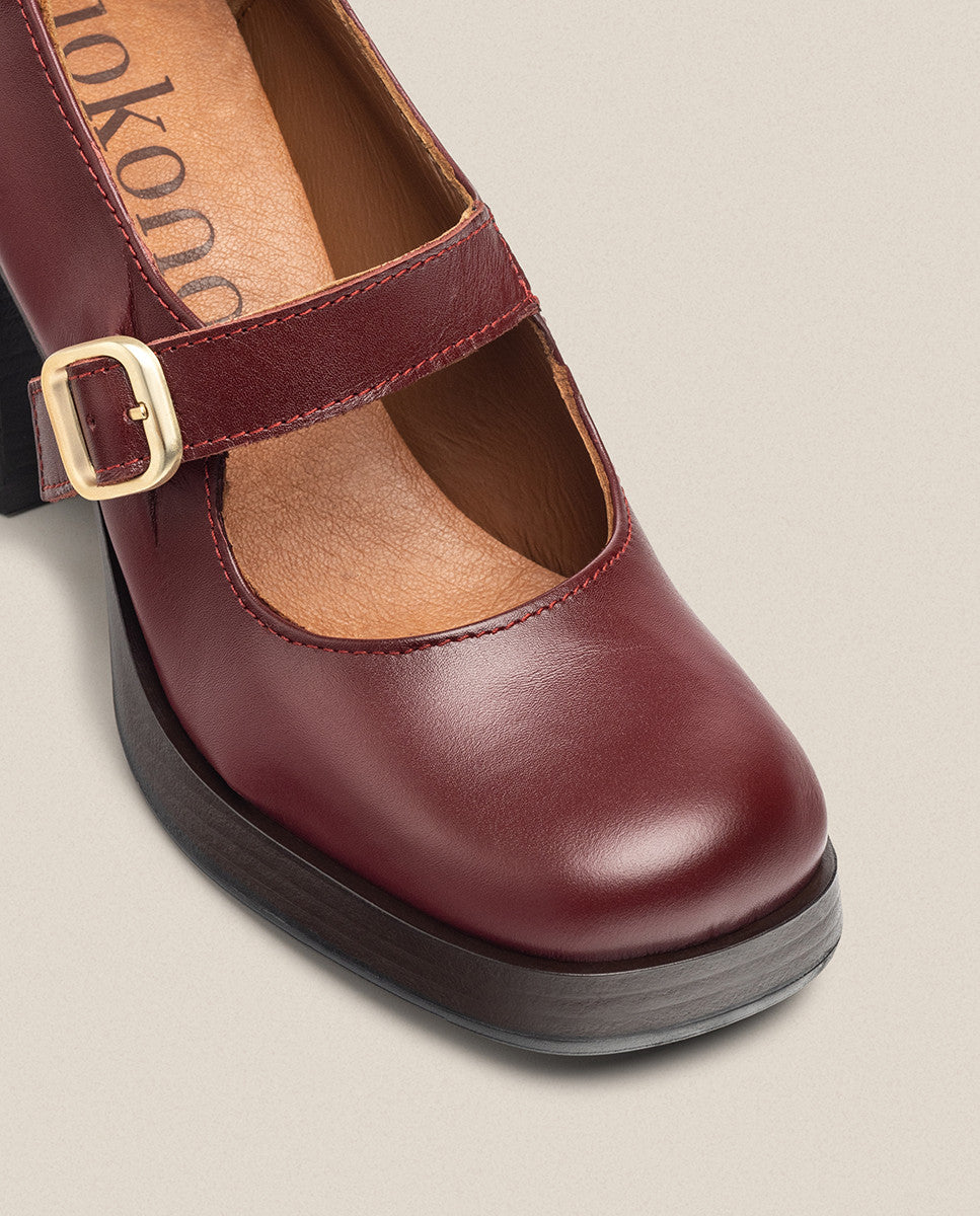 Yokono KOLIN-010 scarpe con tacco bordeaux pelle