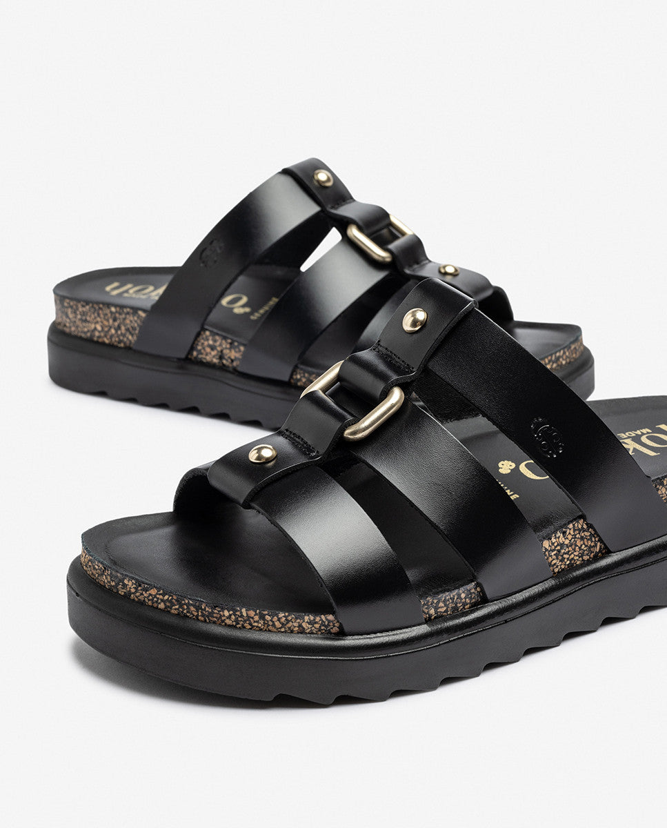 Yokono Tunez 256 sandali con plateau neri scamosciati