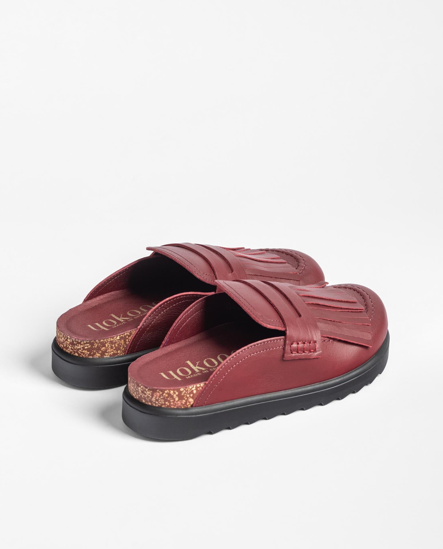 Yokono Tunez-656 zoccoli bordeaux in pelle mocassino