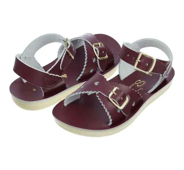 Salt-Water Sweetheart sandali bambina bordeaux in cuoio