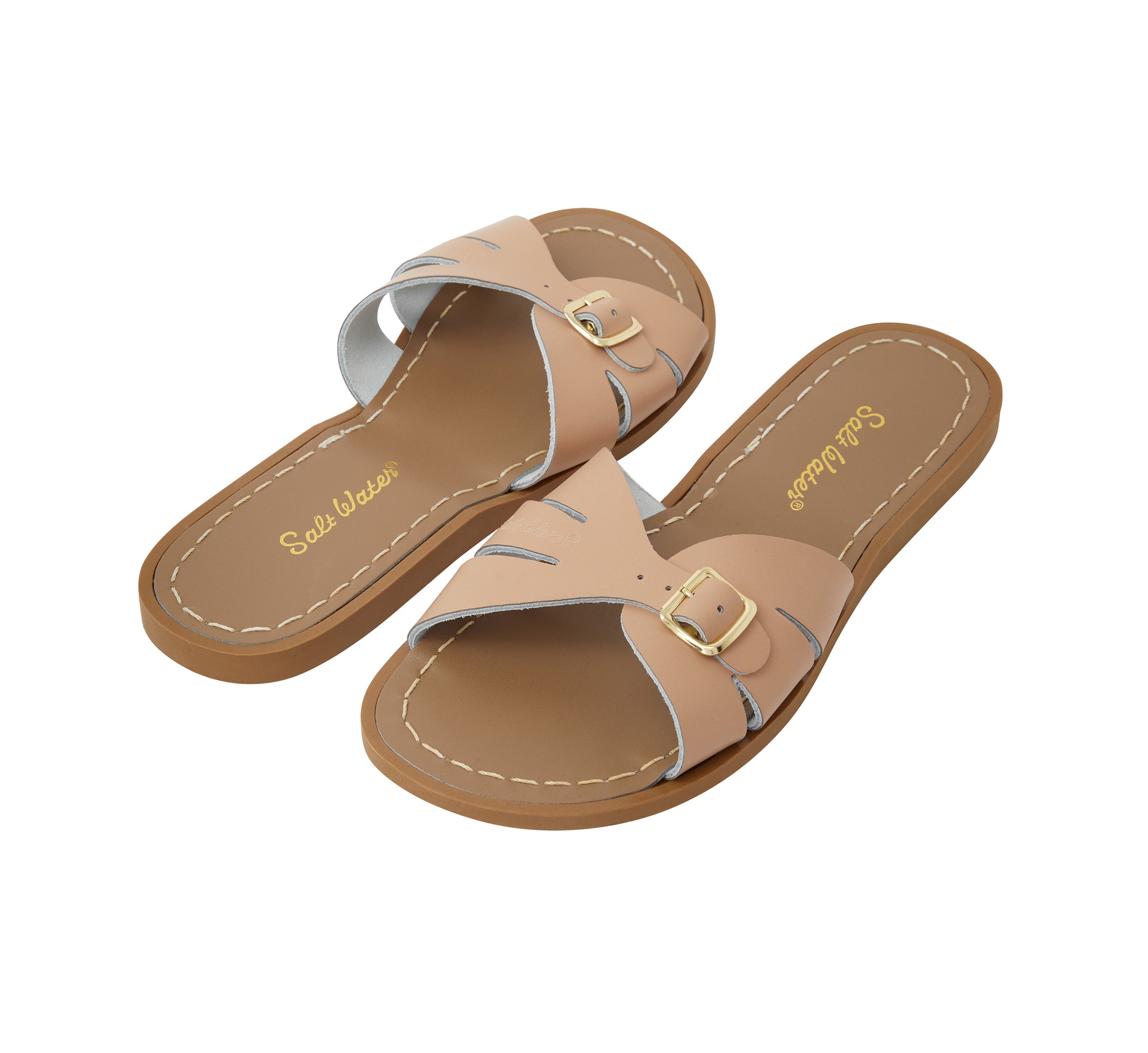 Salt-Water Classic Slide Latte sandali in cuoio con fibbia