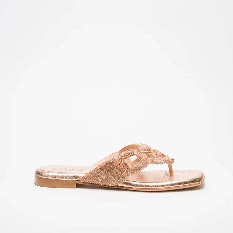 Pasquini Calzature Marta infradito rame rose gold strass