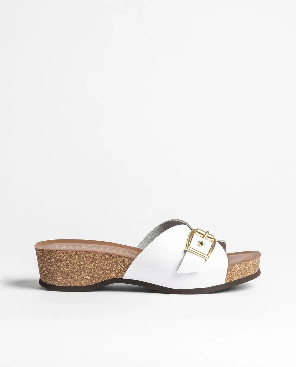 Yokono Bogo-260 sandali zeppa bianco con fibbia