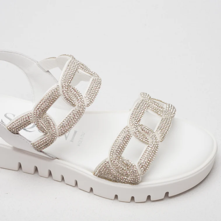 Pasquini Greta sandalo bianco 3 cm strass